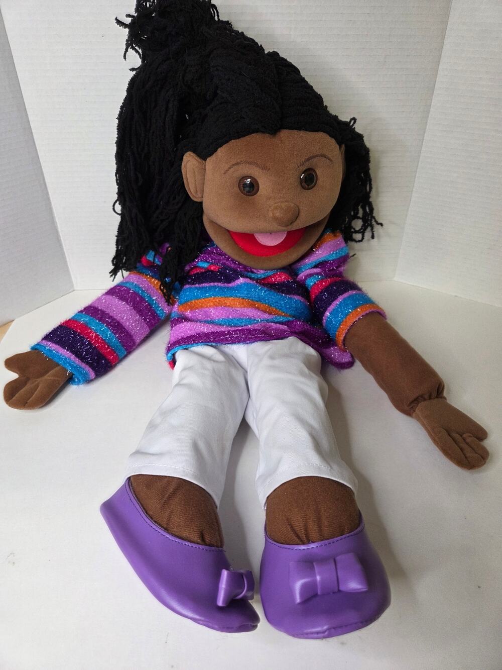 Sunny & Co Toys Girl‎ Puppet - Vibrant Striped Shirt - Imaginative Play Figure